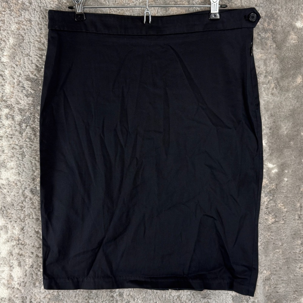 Max Studio Sz 8 Minimalist Career Preppy Stretch Knee Length Pencil Skirt Black